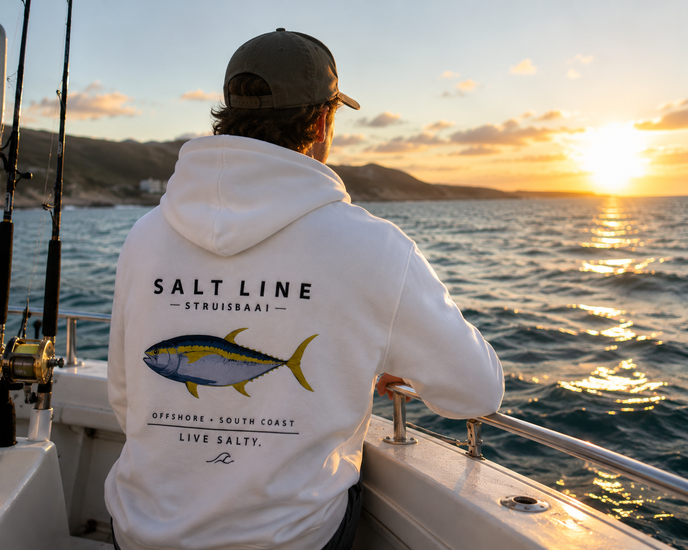 Salt Line Struisbaai Yellowtail Hoodie - White