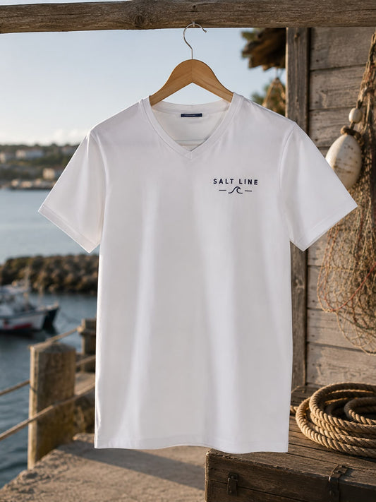 Salt Line Classic V-Neck Tee – White