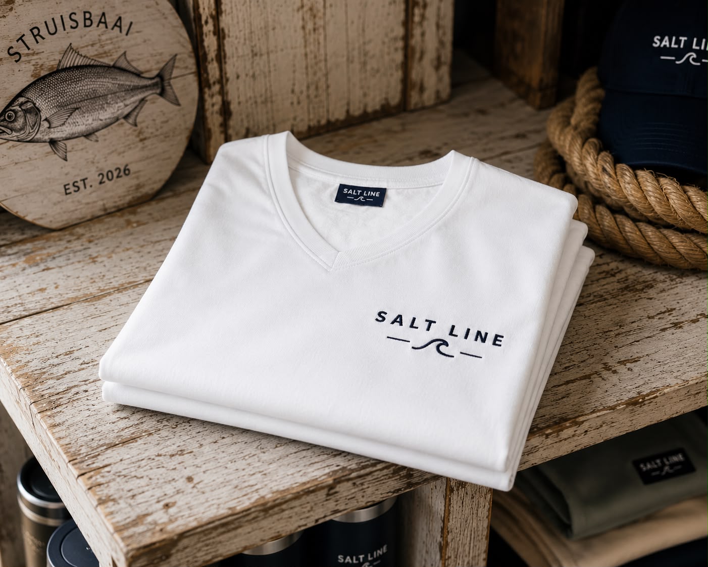 Salt Line Classic V-Neck Tee – White