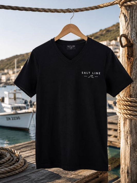 Salt Line Classic V-Neck Tee – Black