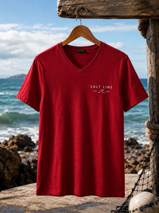 Salt Line Classic V-Neck Tee - Crimson Red