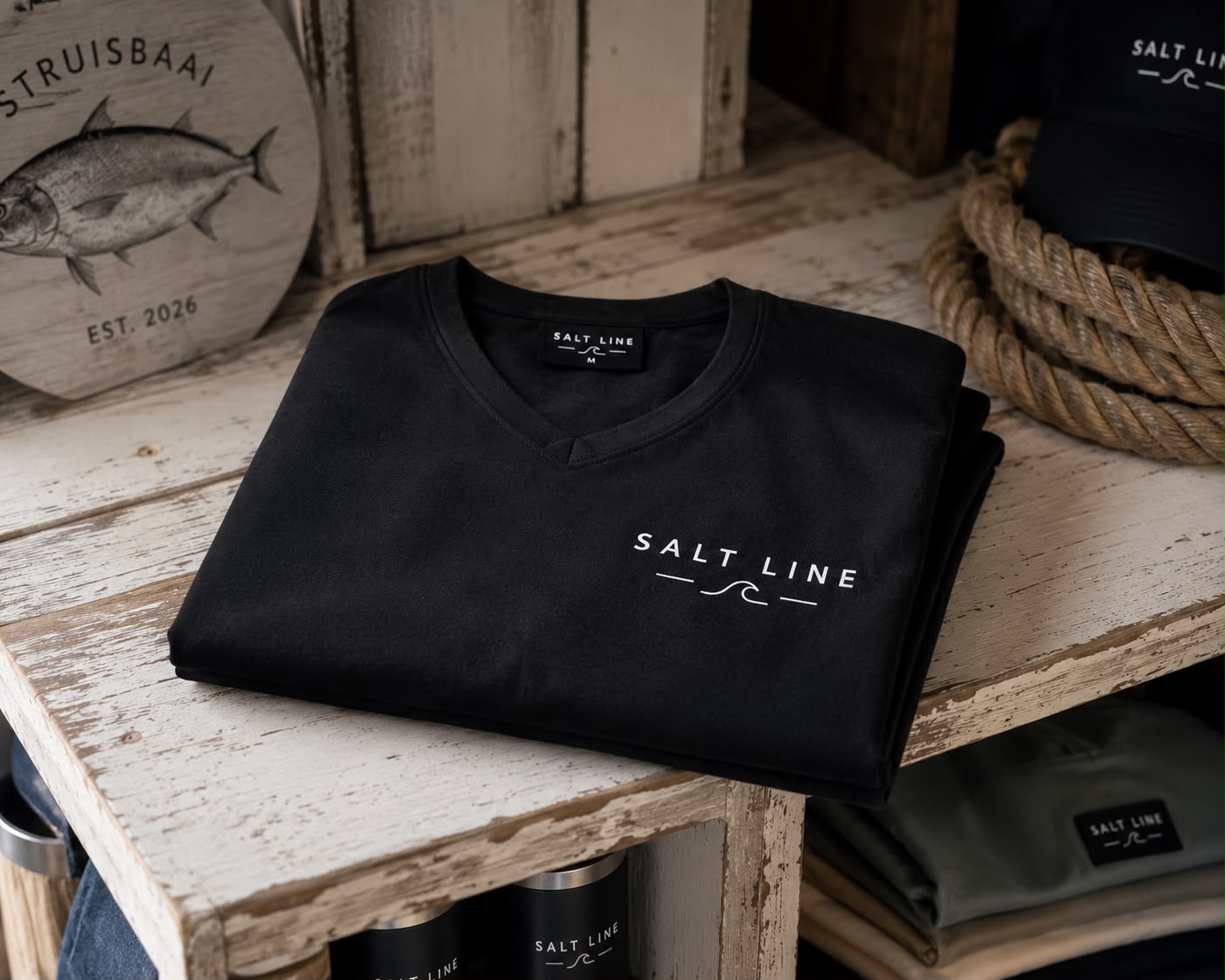 Salt Line Classic V-Neck Tee – Black