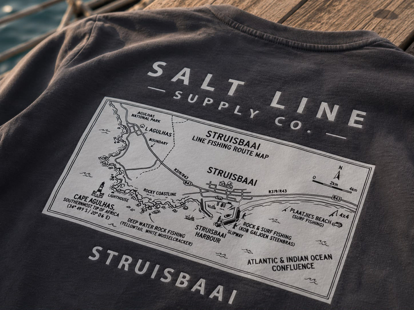 Salt Line Classic V-Neck Tee – Charcoal