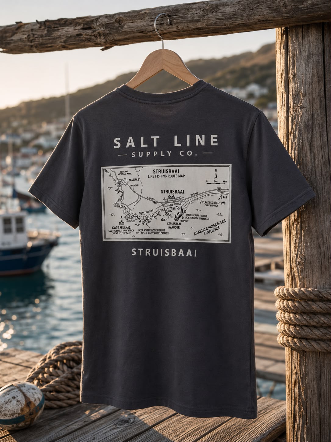 Salt Line Classic V-Neck Tee – Charcoal