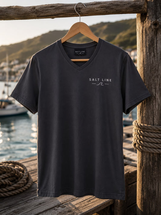Salt Line Classic V-Neck Tee – Charcoal