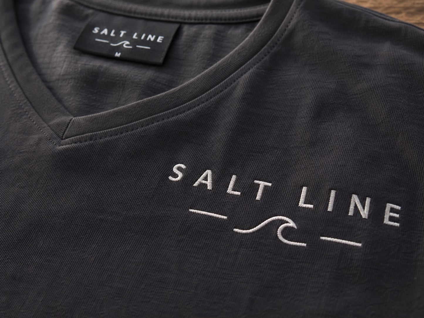 Salt Line Classic V-Neck Tee – Charcoal