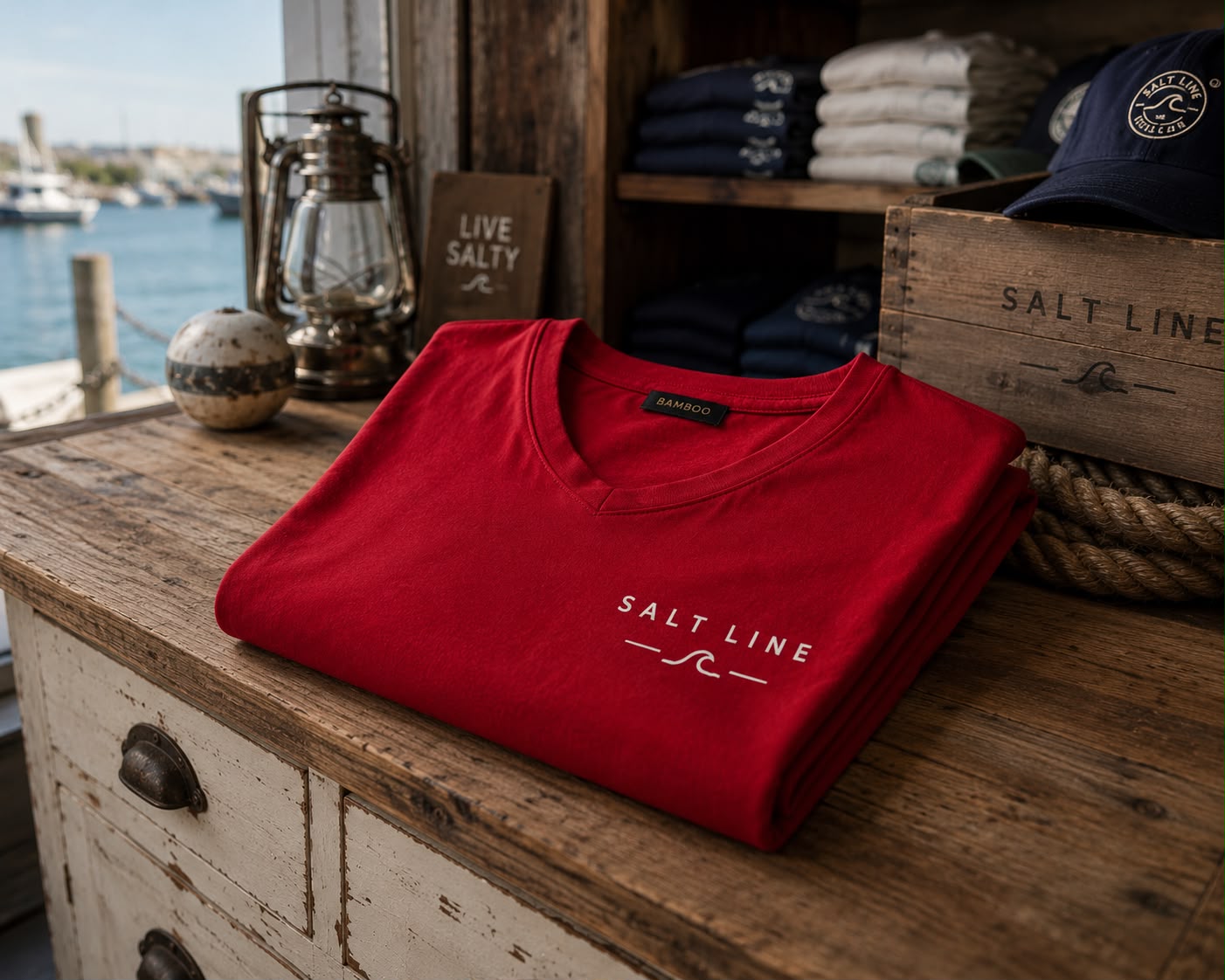 Salt Line Classic V-Neck Tee - Crimson Red